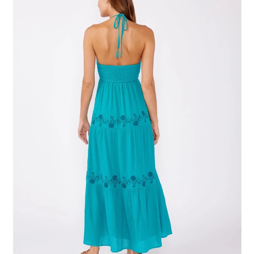 🌊 Lovestitch “Blissed Out” Embroidered Halter Maxi Dress – Size Large - Picture 2 of 12